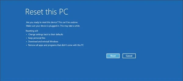 Reset Windows 11 từ màn hình đăng nhập