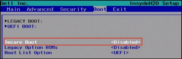 Tìm và tắt Secure Boot