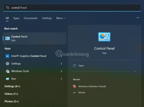 Tắt tường lửa Win 11 qua Control Panel