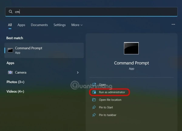 Tắt tường lửa Win 11 bằng dòng lệnh (Command Prompt)