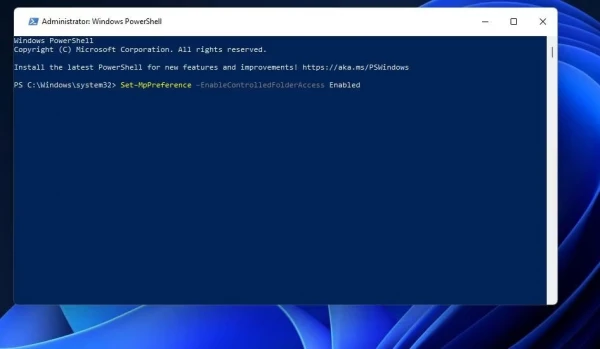 Kích hoạt Controlled Folder Access qua PowerShell