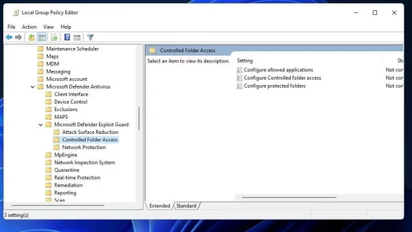 Kích hoạt Controlled Folder Access qua Group Policy Editor