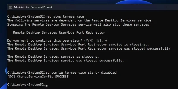 Tắt Remote Desktop qua Command Prompt