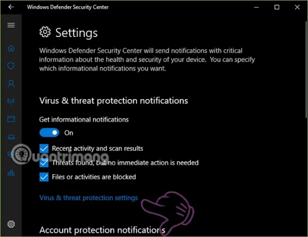 Vô hiệu hóa Windows Defender tạm thời qua Settings