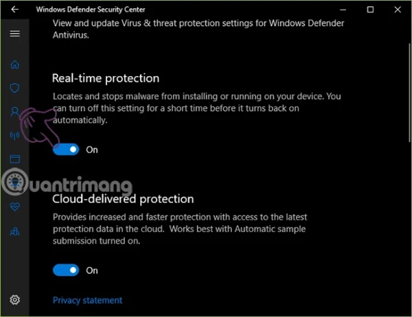 Vô hiệu hóa Windows Defender tạm thời qua Settings