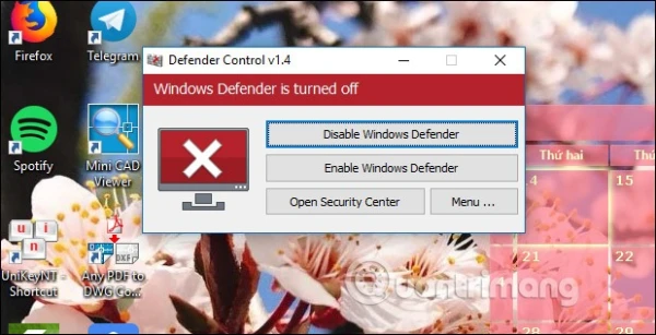 Tắt Windows Defender trên Win 10 bằng công cụ hỗ trợ